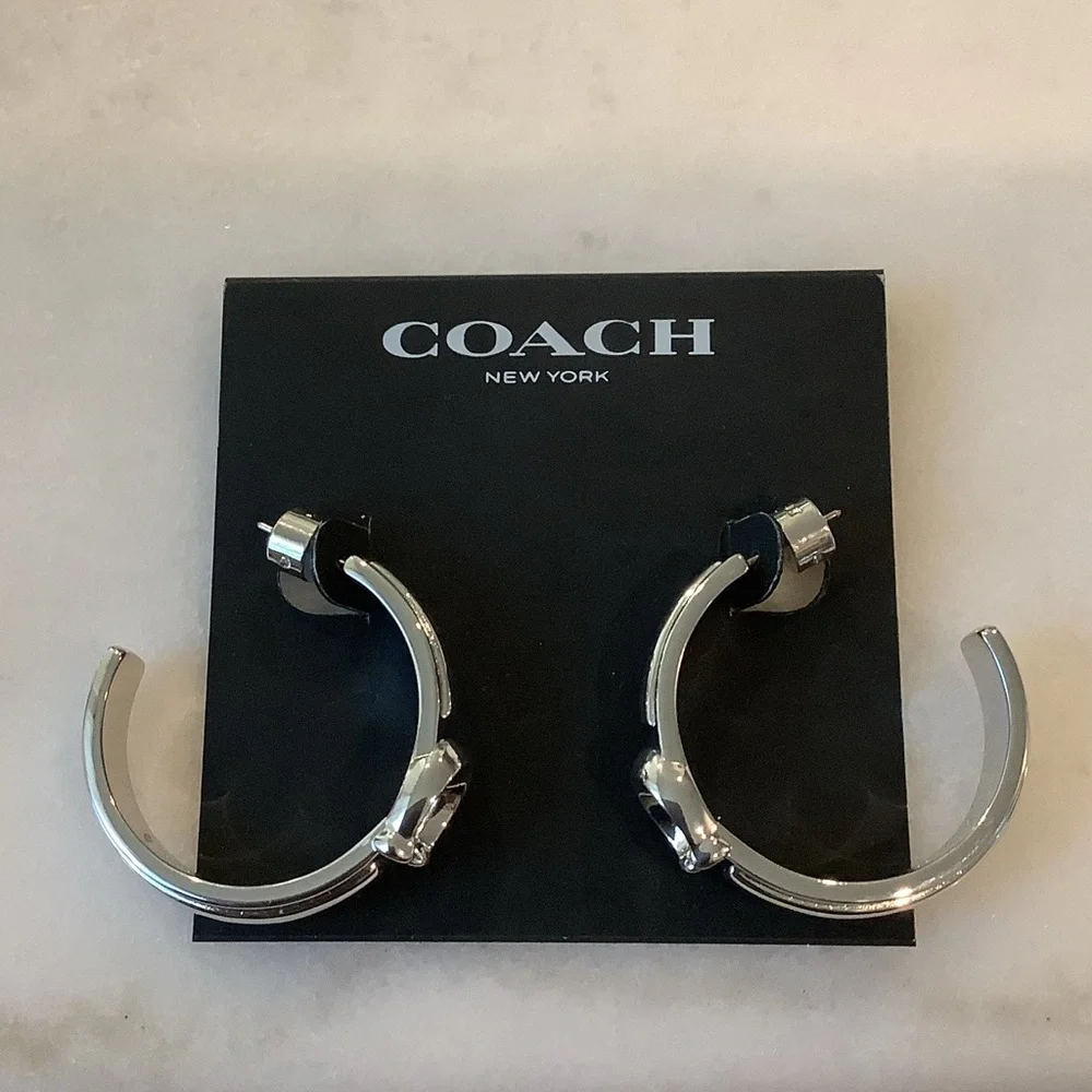 Coach Silver Logo Cuff Earrings - Picture 2 of 2